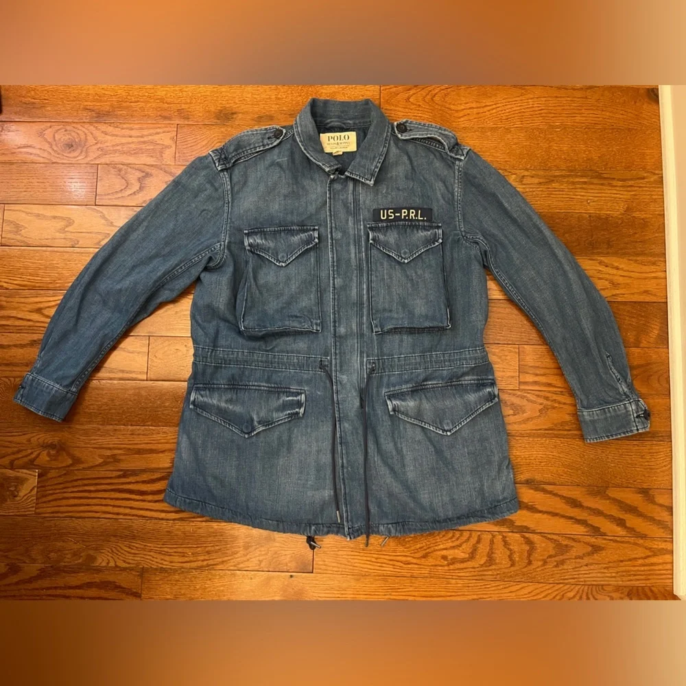 Polo Ralph Lauren - Oversized Women’s  Denim Jacket Blue Military Style Sz S - Picture 11 of 17